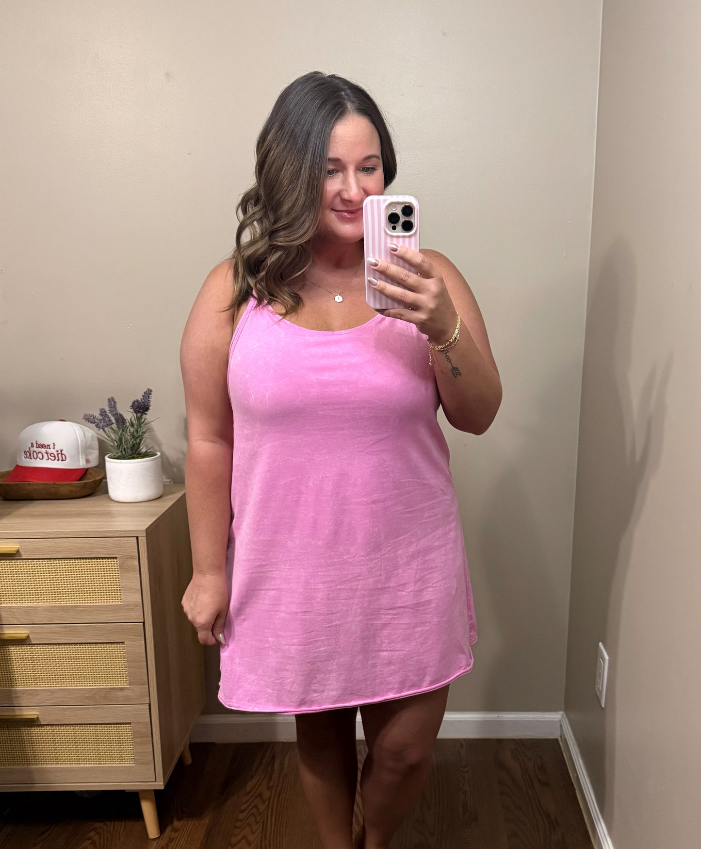 Active Dress w/ Romper - Pink