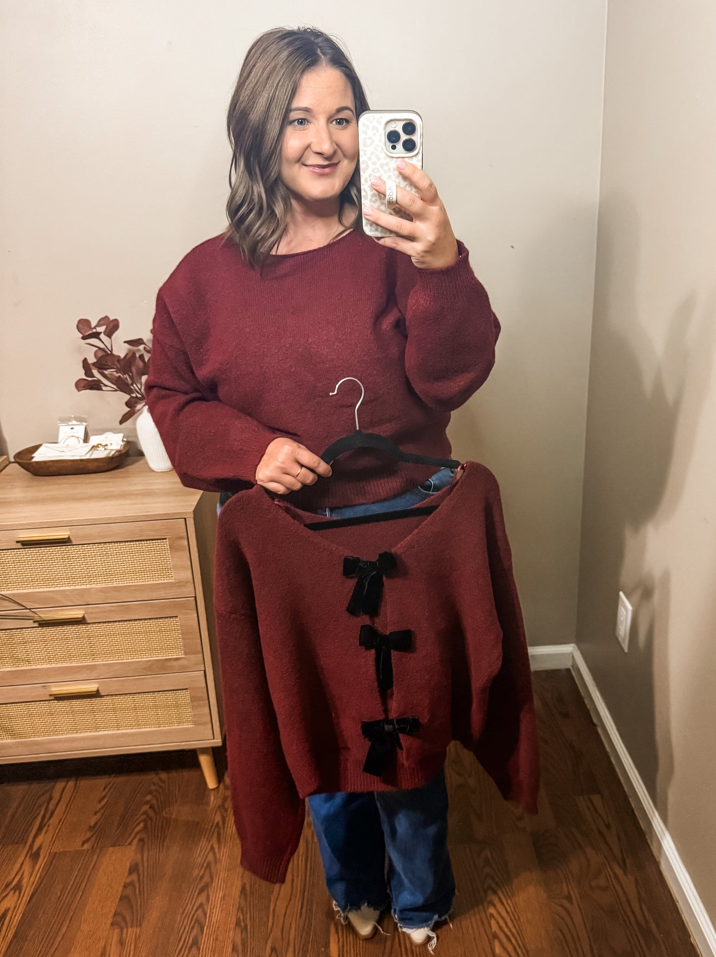 Back Velvet Bow Sweater