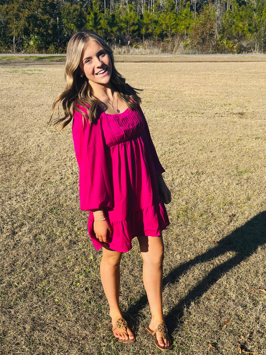 Magenta Back Tie Dress