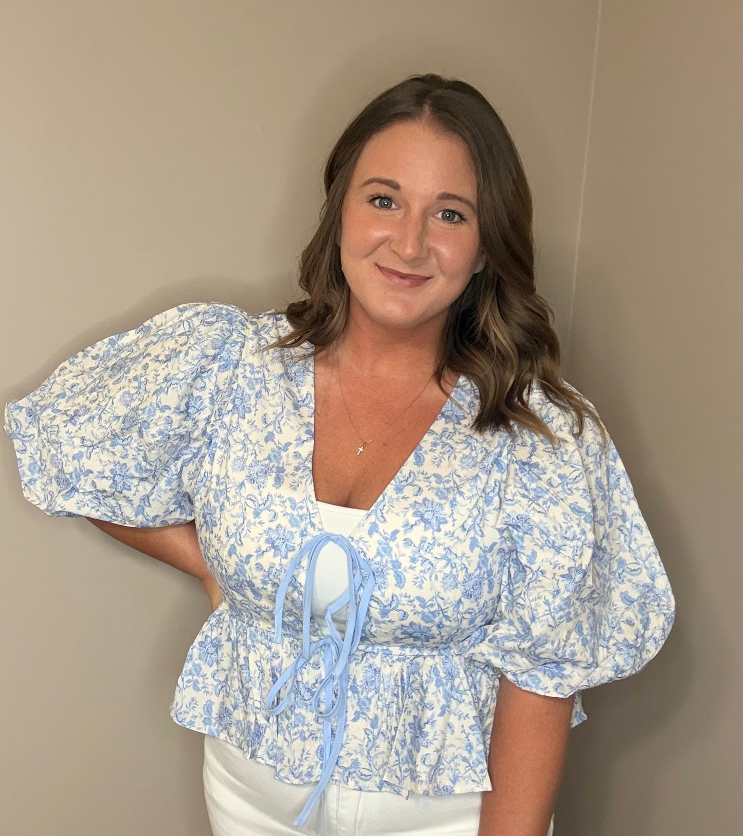 Front-Tie Peplum Top