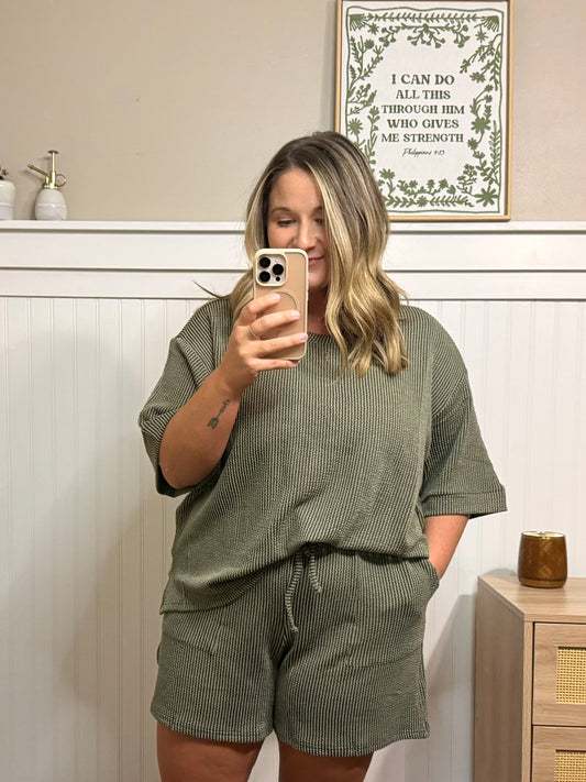 Ribbed Set - Olive
