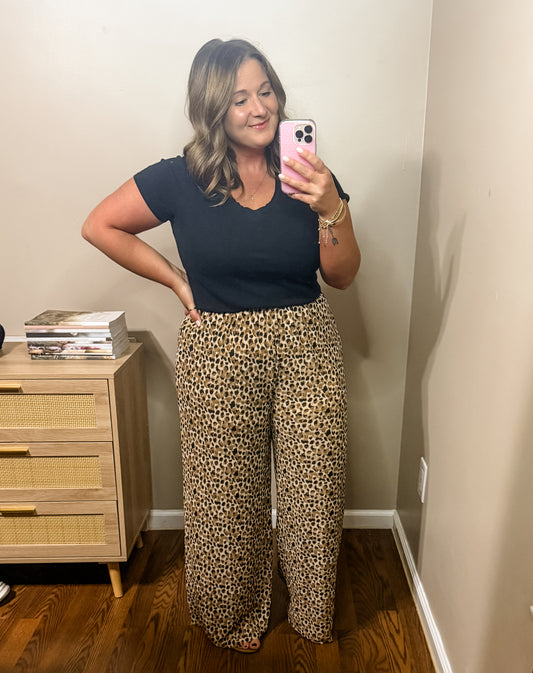 Leopard Pleated Comfy Pants
