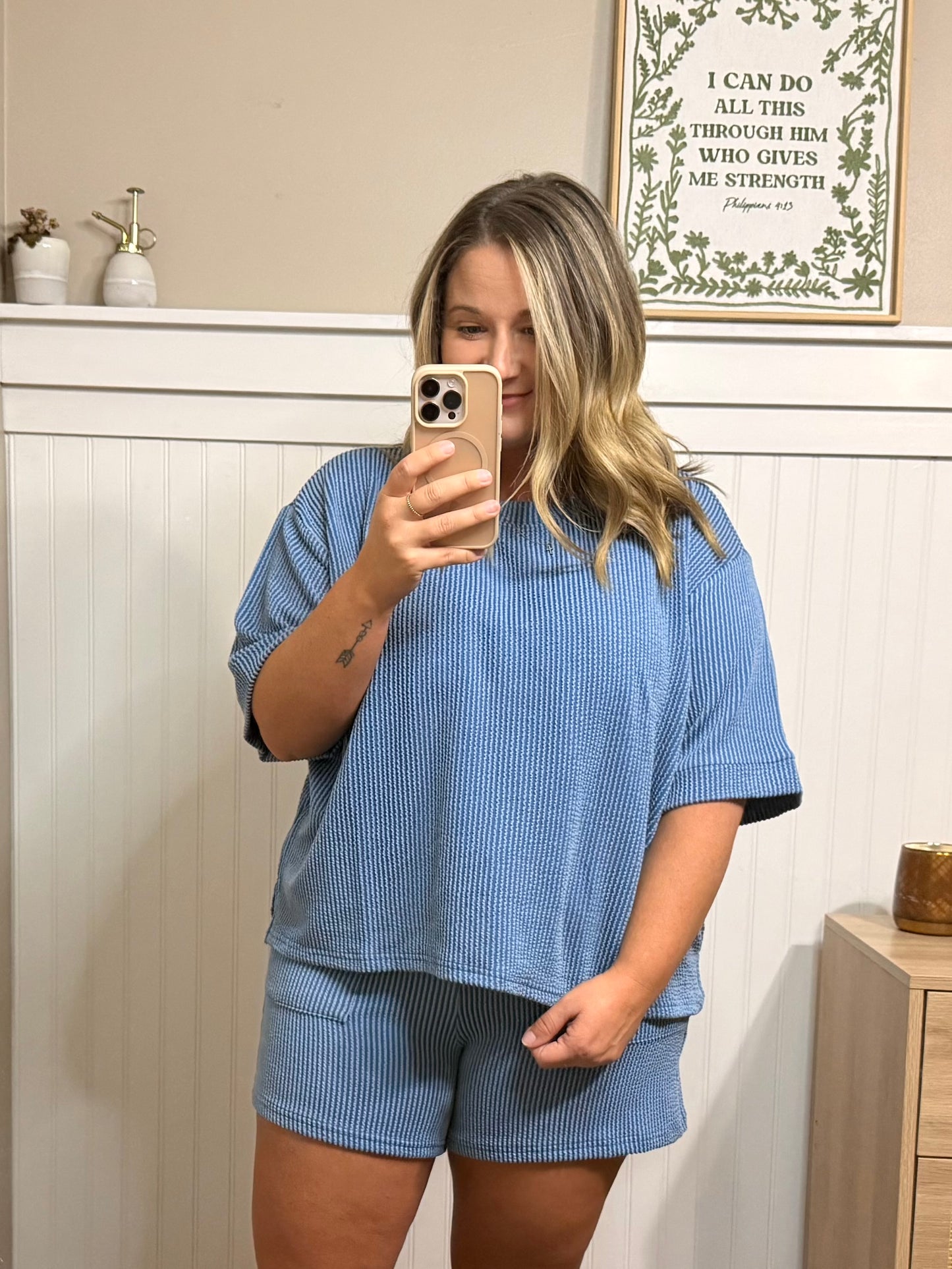 Ribbed Set - Dusty Blue