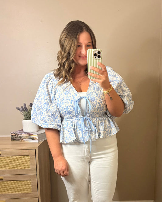 Front-Tie Peplum Top