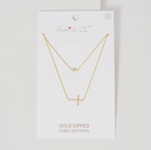 Gold Cross/Diamond Necklace