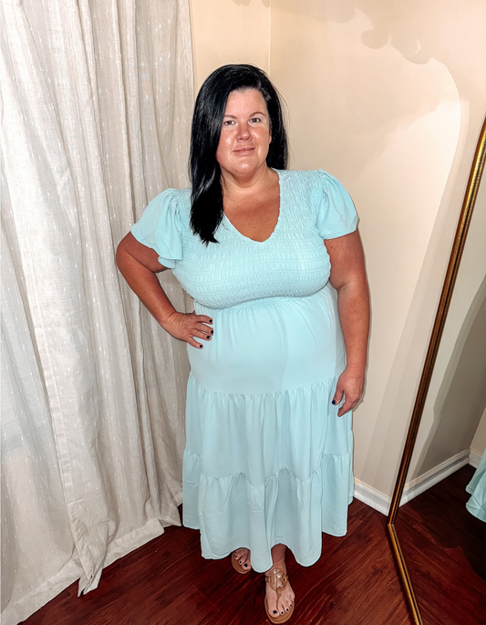 Voluptuous Flutter Sleeve Dress