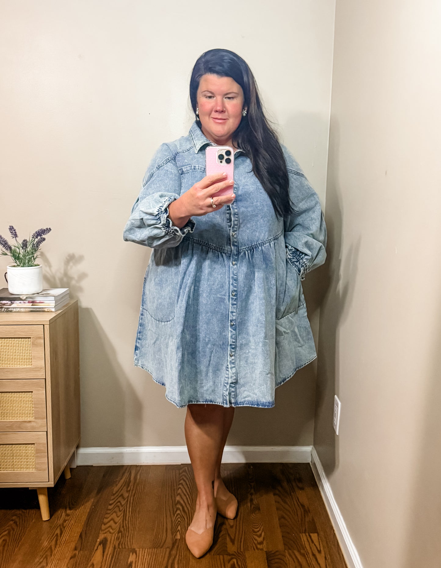 Denim Dress w/ Heart Buttons