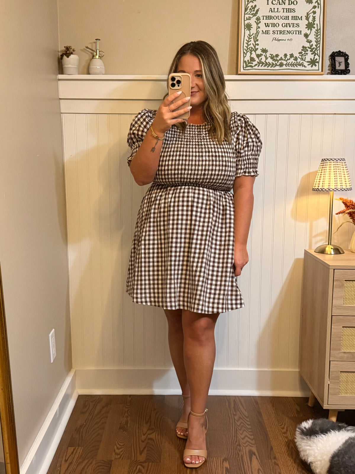 Gingham Puff Sleeve Dress