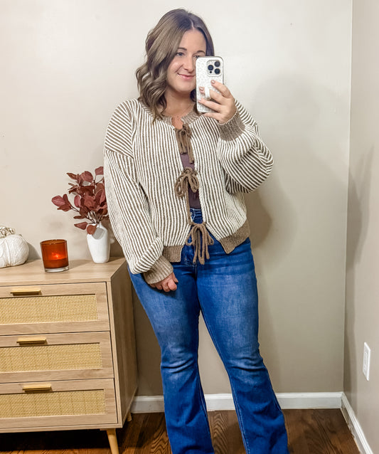 Front Tie Knit Cardigan