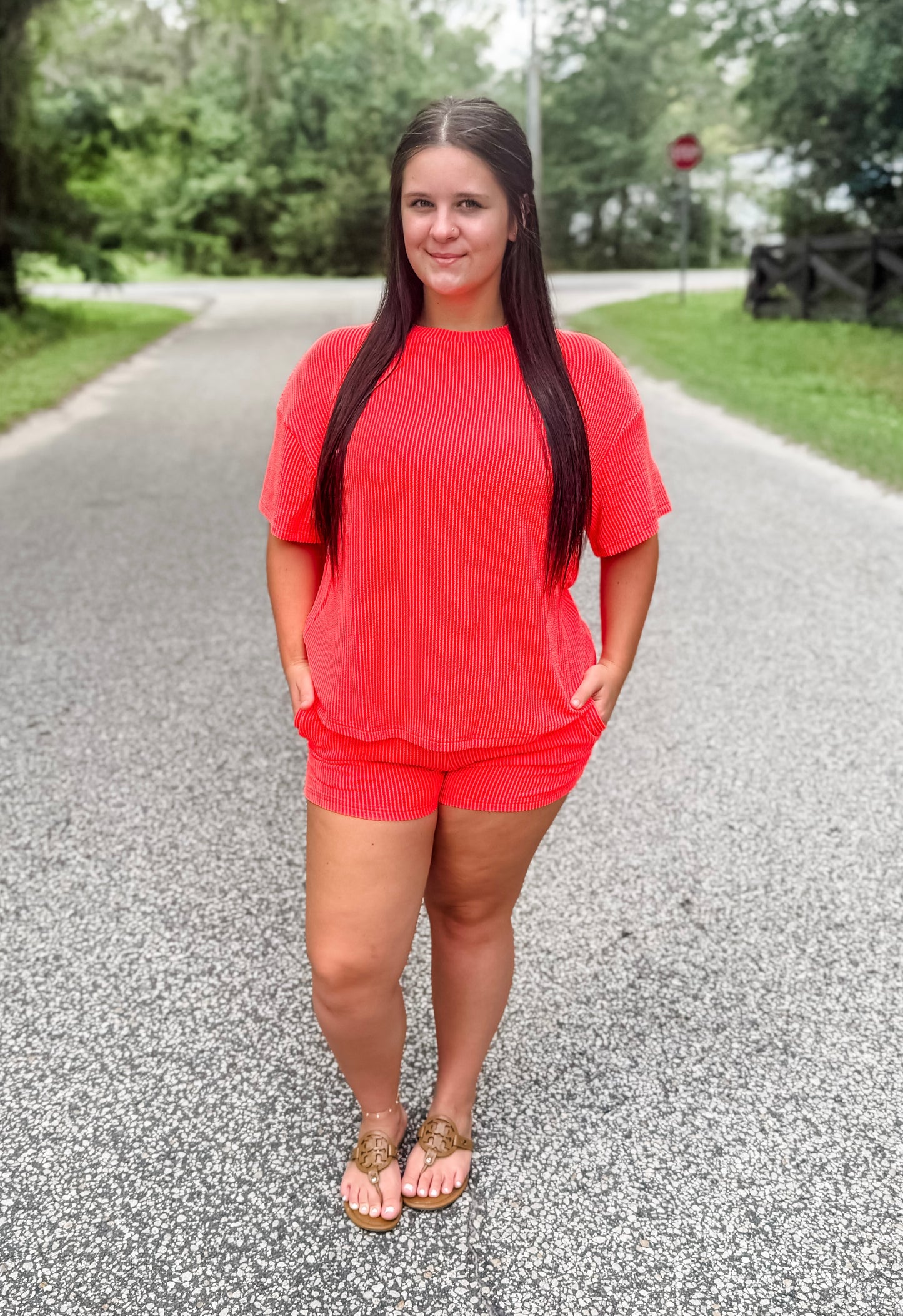 Coral Ribbed Set