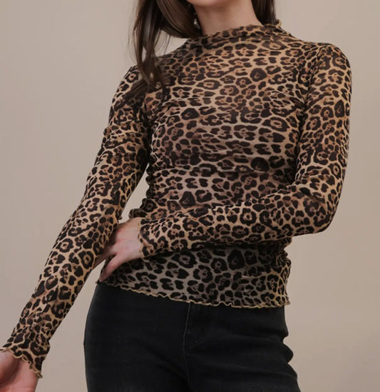 Leopard Mesh Top