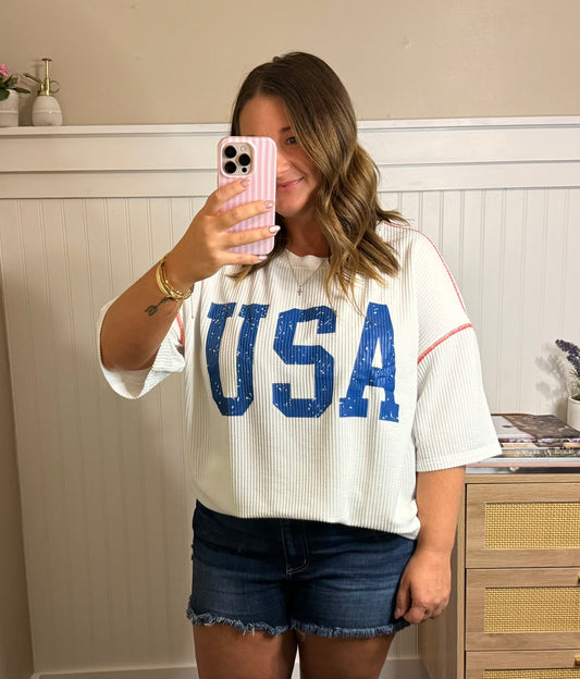 USA Ribbed Oversized Top
