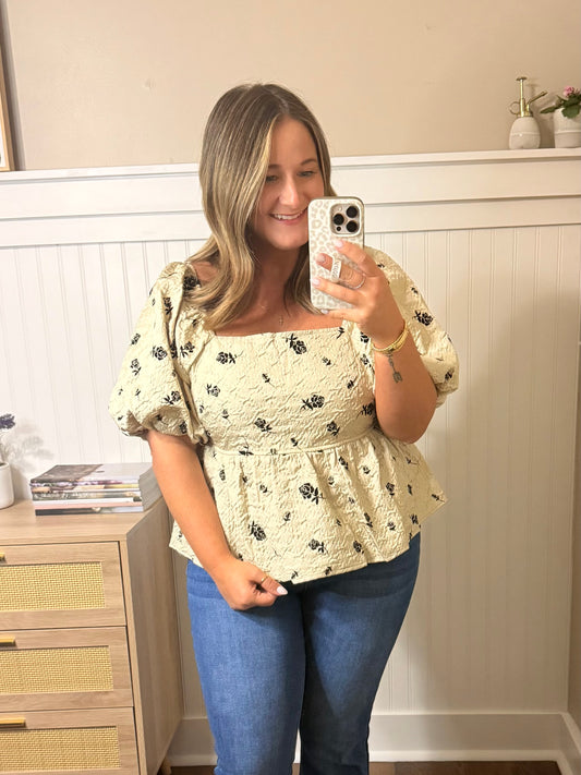 Textured Square Neck Blouse