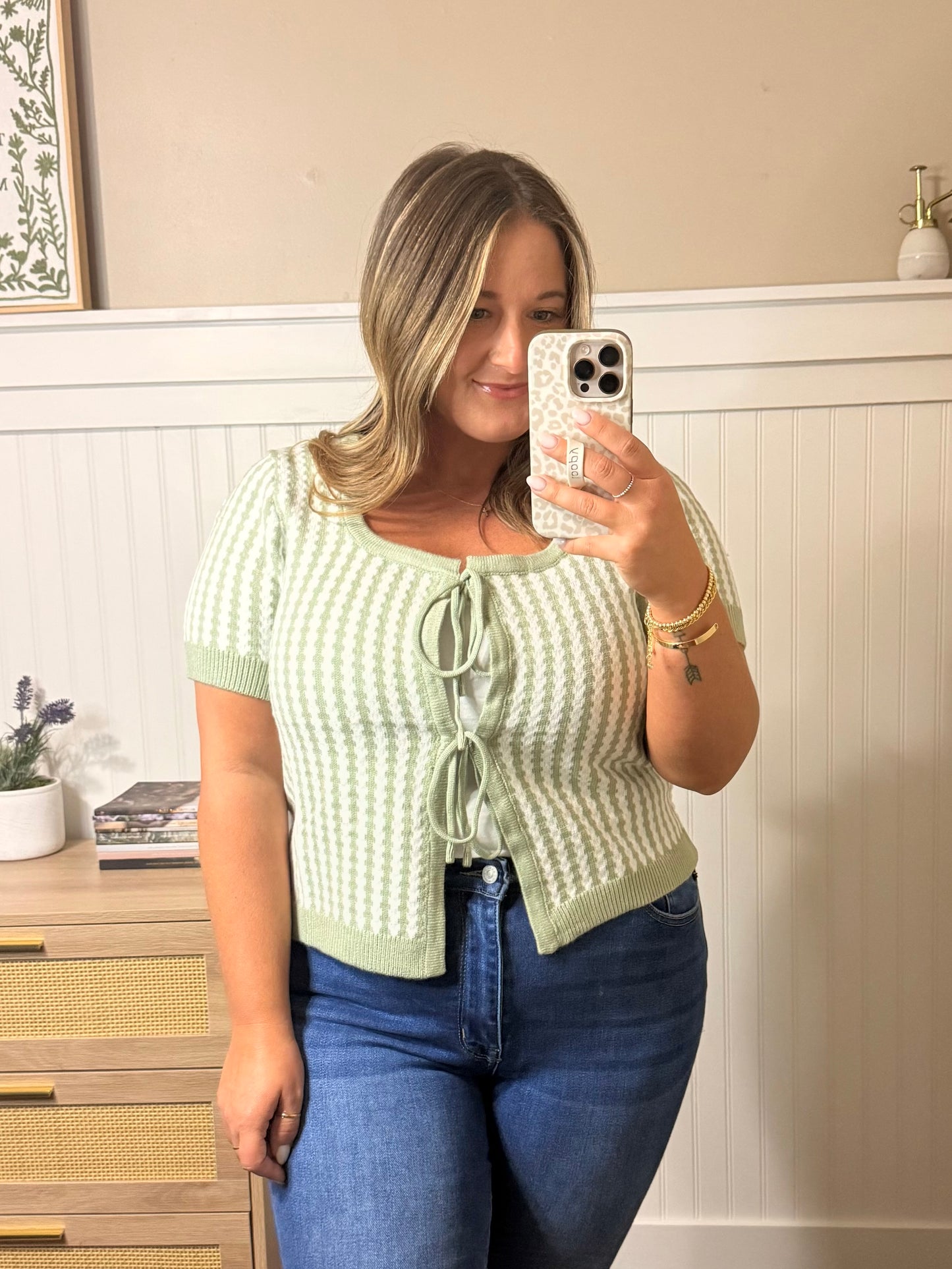 Front Tie Cardigan - Sage