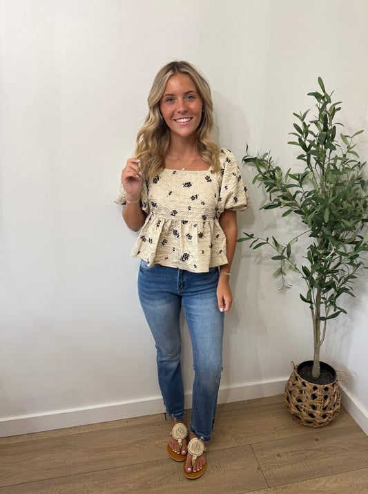 Textured Square Neck Top